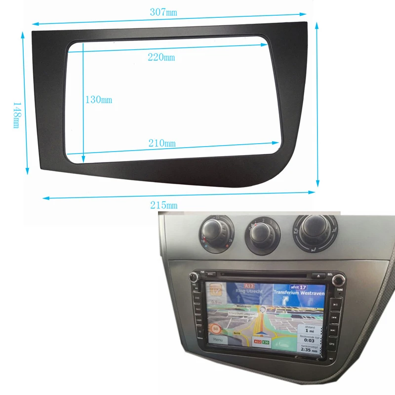 

New Double 2 Din Fascia fit For Seat Leon LHD Radio GPS Stereo Radio Panel Dash Mounting Installation Trim Kit Face Frame Bezel