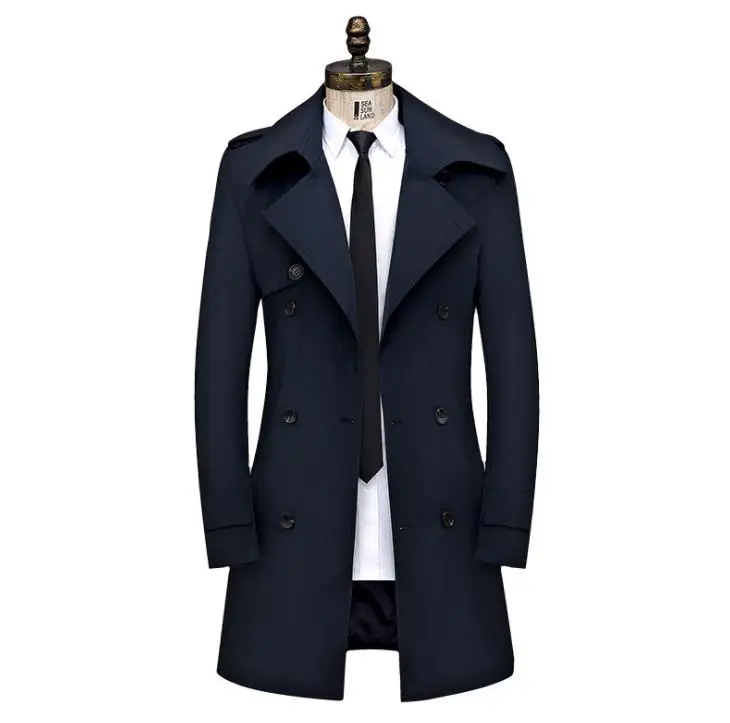 Men Trench Coat Autumn Winter Mens Long Coats Jacket Business casual Double-breasted Jackets Plus Size 8XL Male Men's Clothing