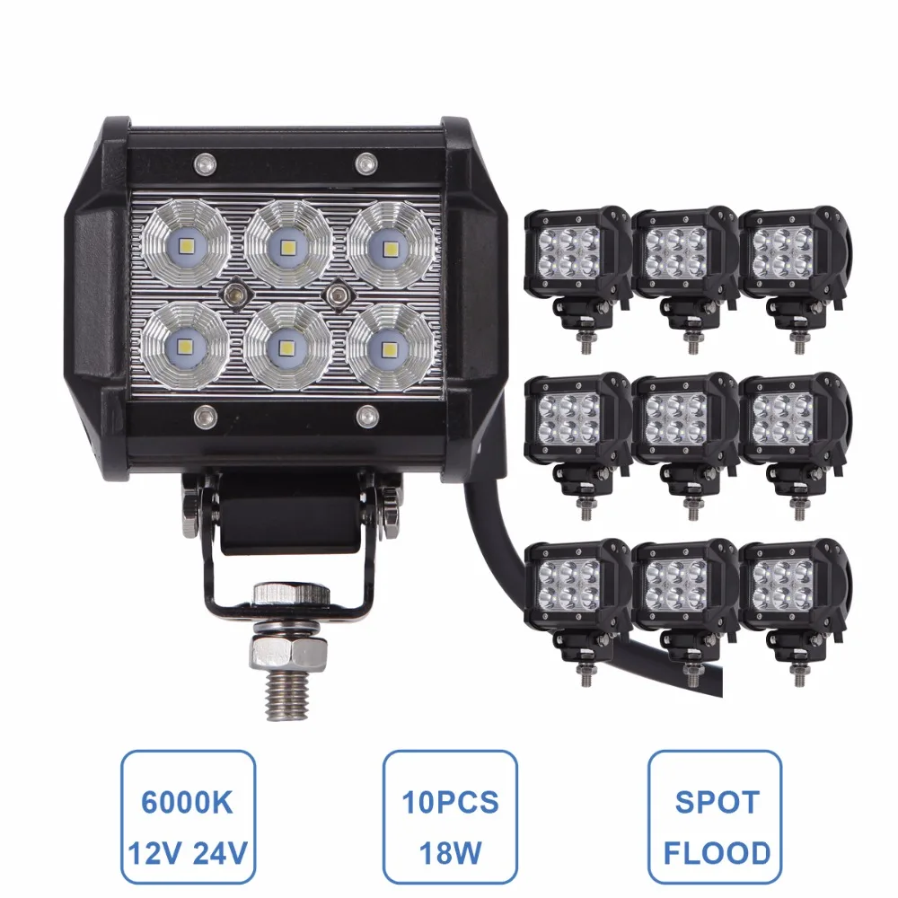 

18W LED Work Light Offroad Motorcycle Tractor 4WD 4x4 SUV Driving Running Headlight Fog Lamp 12V 24V For TOYOTA JEEP SUZUKI VW