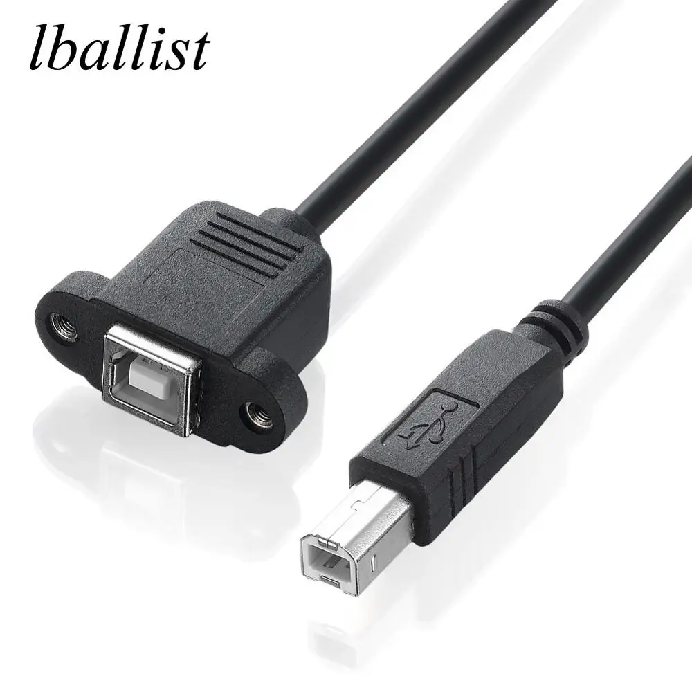 

lballist Type B Male to Type B Female USB 2.0 Printer Extension Cable With Panel Mount Screw Hole 30cm 50cm 1m 1.5m