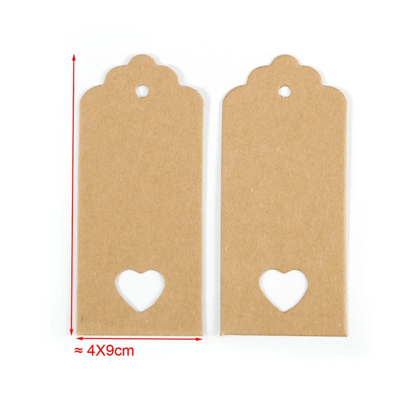 JX-LCLYL 100PCS DIY Vintage Rectangle Kraft Paper Pendant Labels Gift Tags Gift Cards