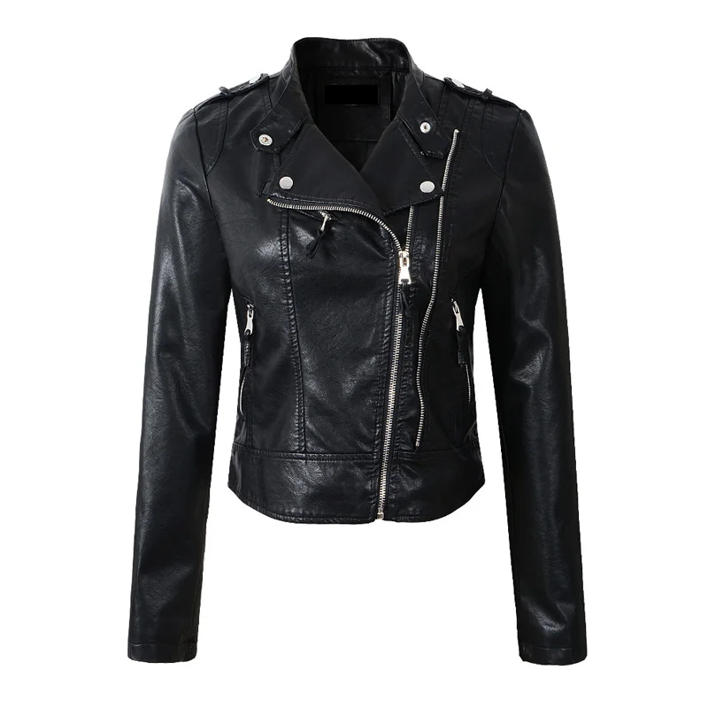 Ftlzz Новинка Женская куртка из искусственной кожи пальто короткий дизайн Epaulet на