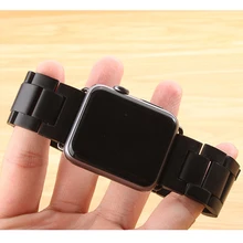 TEAROKE Naturel En Bois Bracelet Pour Apple Montre 38mm 42mm Papillon Boucle Unique Durable Blackwood de Courroie De Bande Avec Adaptateurs