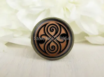 

wholesale 12pcs doctor who brown line Adjustable ring brass pendant men women fashion vintage steampunk new xmas gift boy