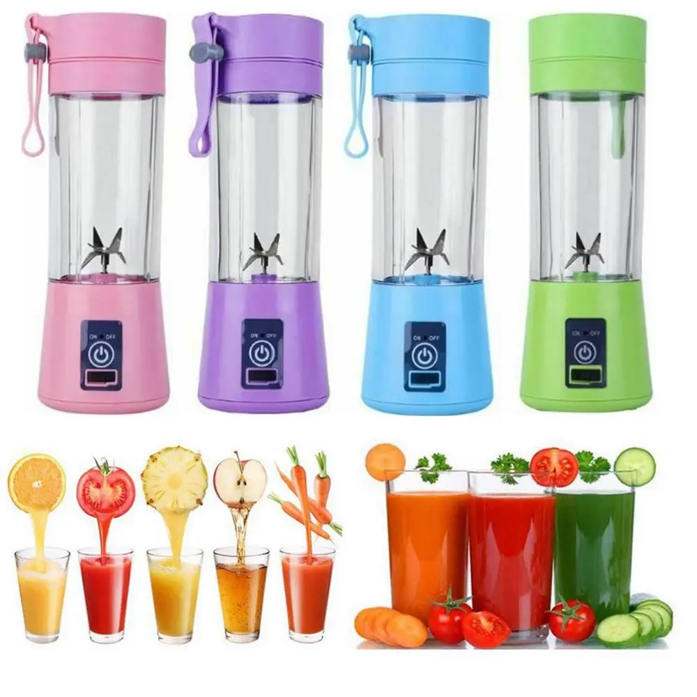 Billig 400ML USB Aufladbare Tragbare Mixer Multifunktionale Mischen Mixer Sechs Klingen Elektrische Obst Mixer Entsafter Tasse Smoothie Maker