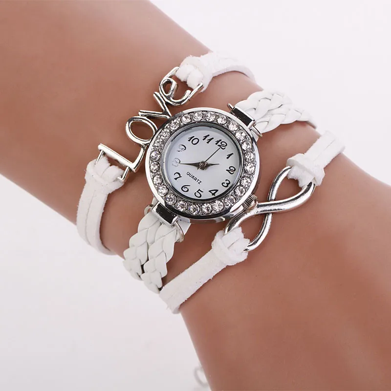 Новые роскошные брендовые плетеные кожаные женские часы-браслет изысканный маленький циферблат Винтажное кольцо Женские кварцевые наручные часы 533 - Цвет: I