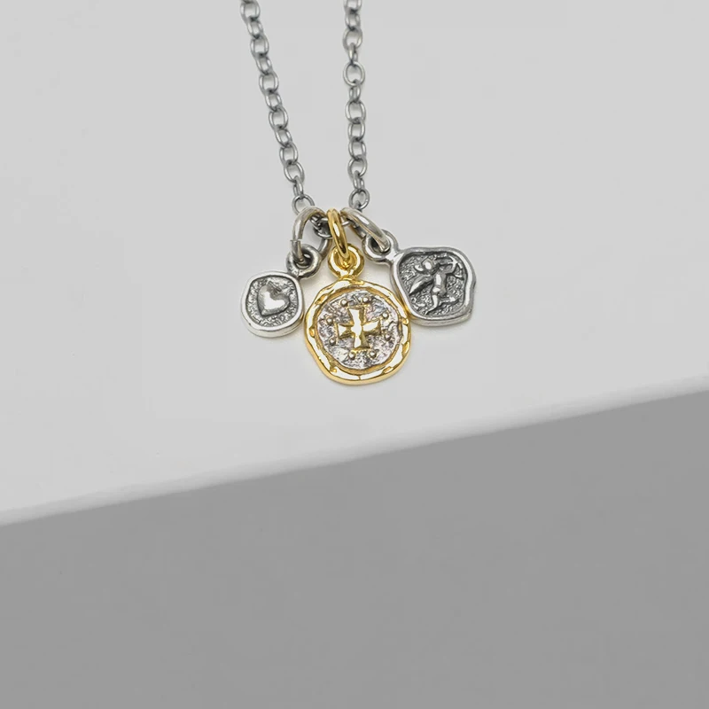 

Local focal silver 925 three circle pendants chains necklaces