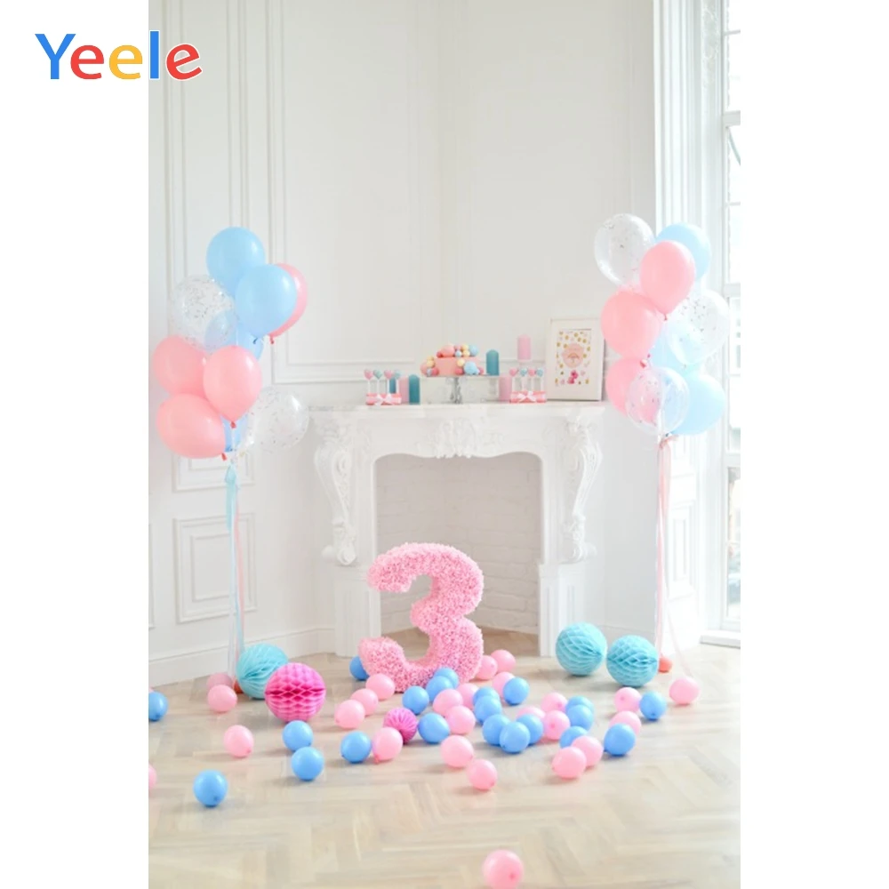 

Yeele Baby 3rd Birthday Colorful Balloons Gift Girl Photography Background Princess Party Photographic Backdrop For Photo Studio