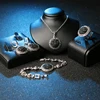 4 unids/lote negro caliente roto cristal juegos de joyas redondas Vintage accesorios de moda de anillo de pulsera de collar de pendientes para las mujeres ► Foto 2/6