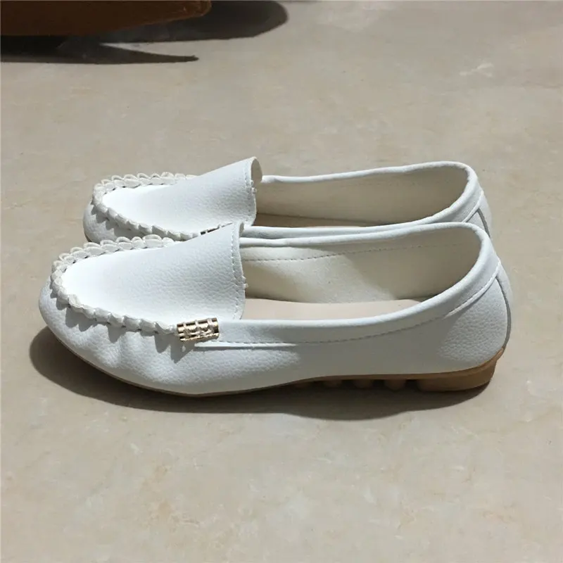 Женская обувь на плоской подошве удобная повседневная обувь 8 цветов женские легкие лоферы без застежки женская обувь без застежки обувь для вождения большого размера 35-44 - Цвет: Белый