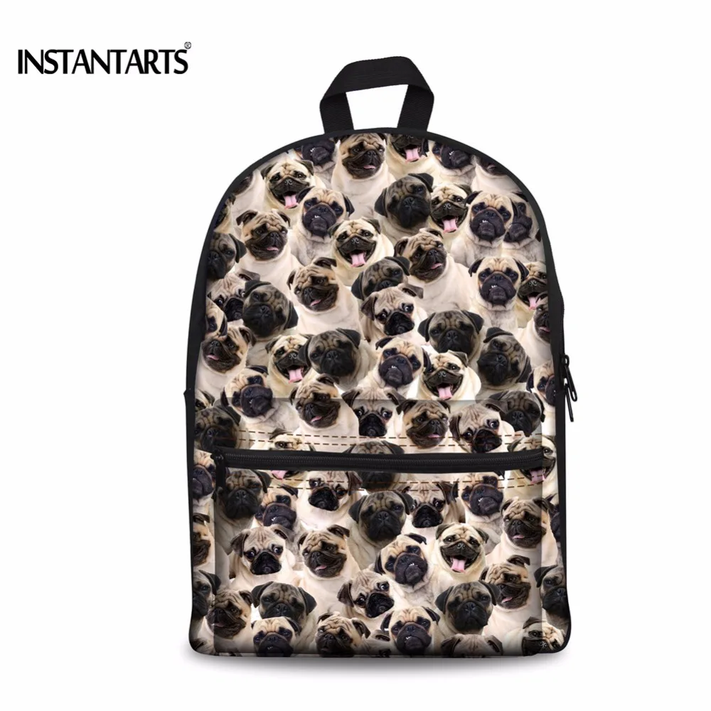 INSTANTARTS 3D Cute Animal Dog Printing Backpacks Women Canvas Children Schoolbag Fashion Book Shoulder Bag For