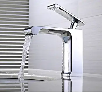 

New arrival top high quality water tap brass chrome bathroom single lever hot and cold sink waterfall faucet basin mixer