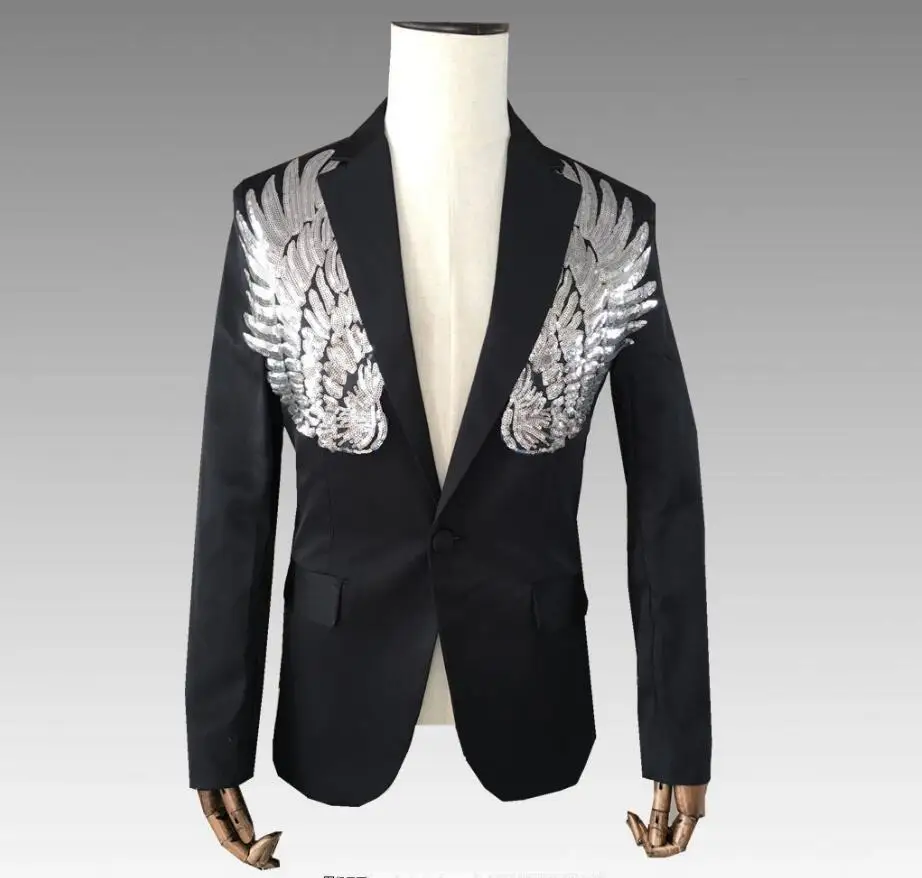 XXS 6XL 2018 men clothing BIGBANG GD Fashion Sequins wings Suit Plus