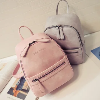 Women Backpack New Fashion Casual PU Leather ladies feminine backpack Candy color Korea school style solid Student mini backpack