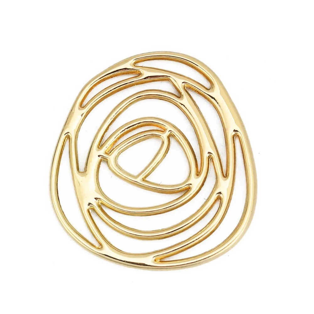 

Doreen Box Zinc Based Alloy Connectors Rose Flower Gold Silver Color Hollow Jewelry Findings 32mm(1 2/8") x 30mm(1 1/8"), 10 PCs
