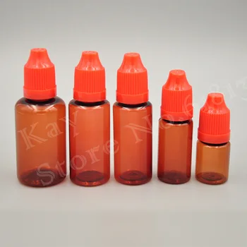 

50pcs PET bottle 5ml 10ml 15ml 30ml amber empty liquid childproof dropper bottle for vape oil essential oil
