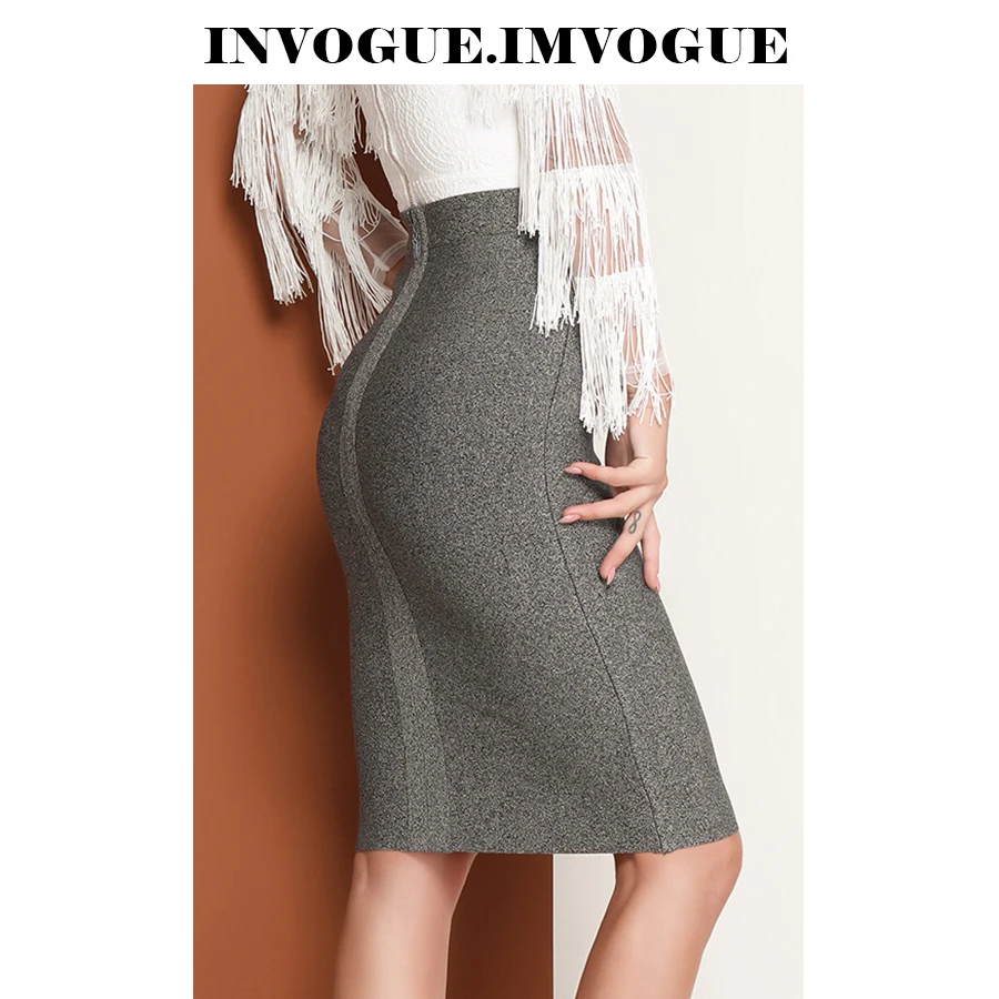 INVOGUE. IMVOGUE однотонная Облегающая Юбка До Колена с высокой талией 2019|Юбки| |