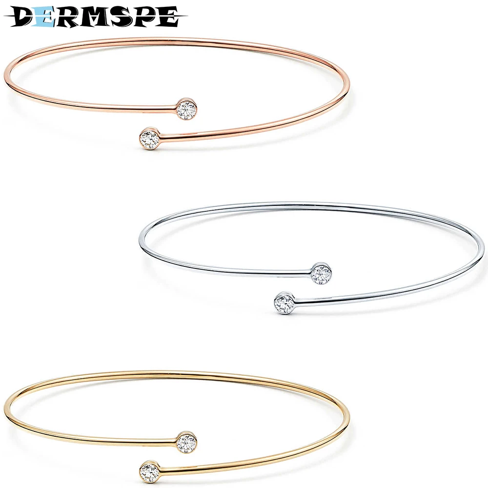 

DERMSPE White Rose color Open Bracelet s925 silver Elastic Bracelets Bangles for Women Jewelrys NewTiffany Merry Christmas Charm