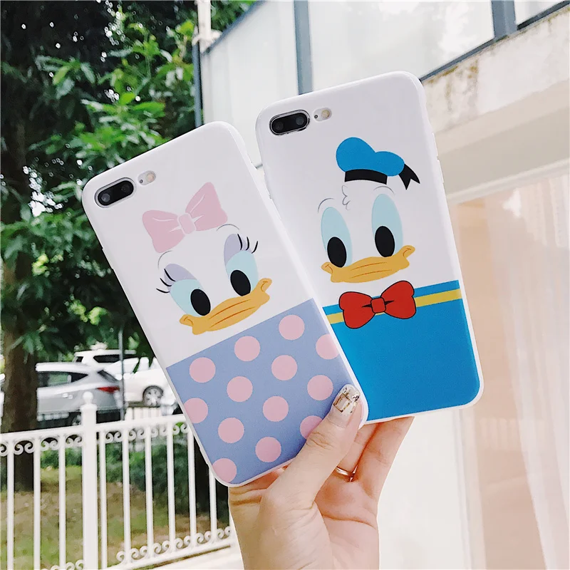 

100pcs Mickey Minnie Donald Daisy Duck Phone Case For iPhone X 8 7 Plus TPU Cartoon Soft Back Cover For iPhone 7 6s Cute Shell
