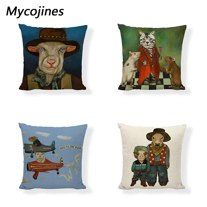 Goat Cattle Cushion Cover Show Patterns Sheep Mouse Cat Cat Giraffe Lion Elephant Tiger Frog Farmhouse Sofa Decor Pillowcover Cushion Cover Cushion Cover Patternfashion Cushion Covers Aliexpress