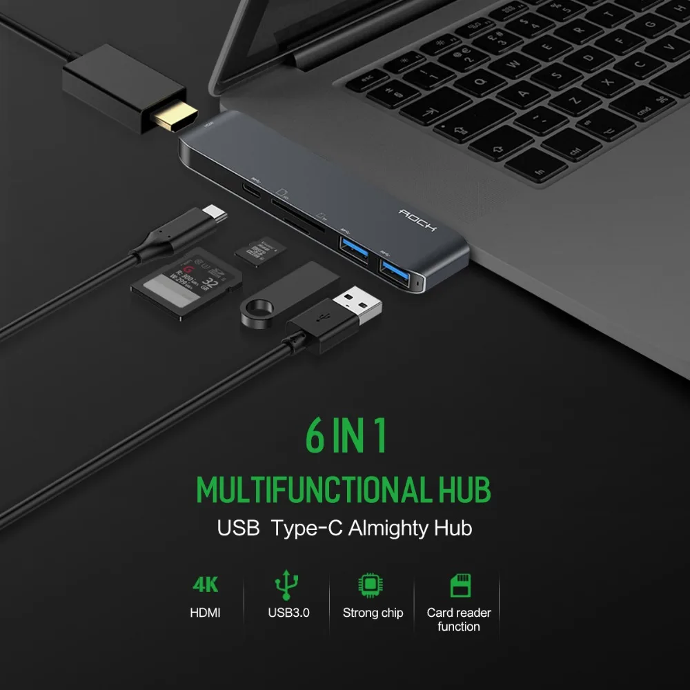 USB адаптер ROCK 6 в 1 3 0 Type C|Переходники и адаптеры| |