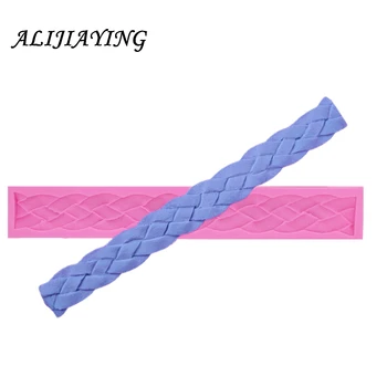 

1Pcs Long Weaving Rope string Silicone Mold Chocolate Fondant Cake Decorating tools lace border mould baking accessories D0506