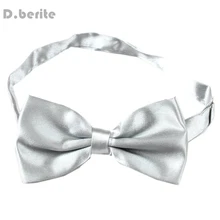 Смокинг мужской галстук-бабочка Регулируемый Свадебный Жених вечерние серебряные серые галстук-бабочка BT09