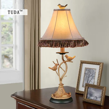 

TUDA 28X61cm Free Shipping American Style Retro Table Lamp Bird Figurine Vintage Table Lamp For Bedroom Resin Table Lamp E27