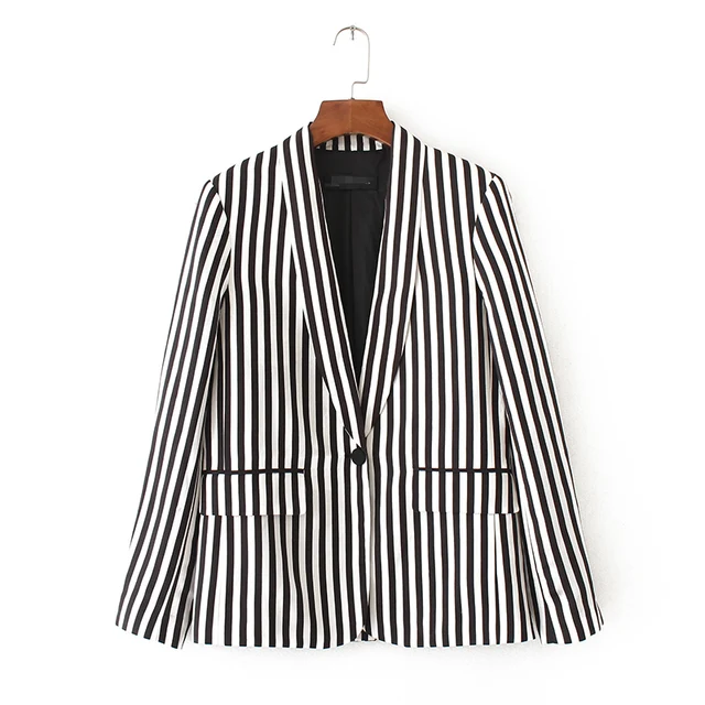 Bureau Rayé Blanc Poches Noir Femmes 2017 Veste Automne Travail ZXRwH7yqx