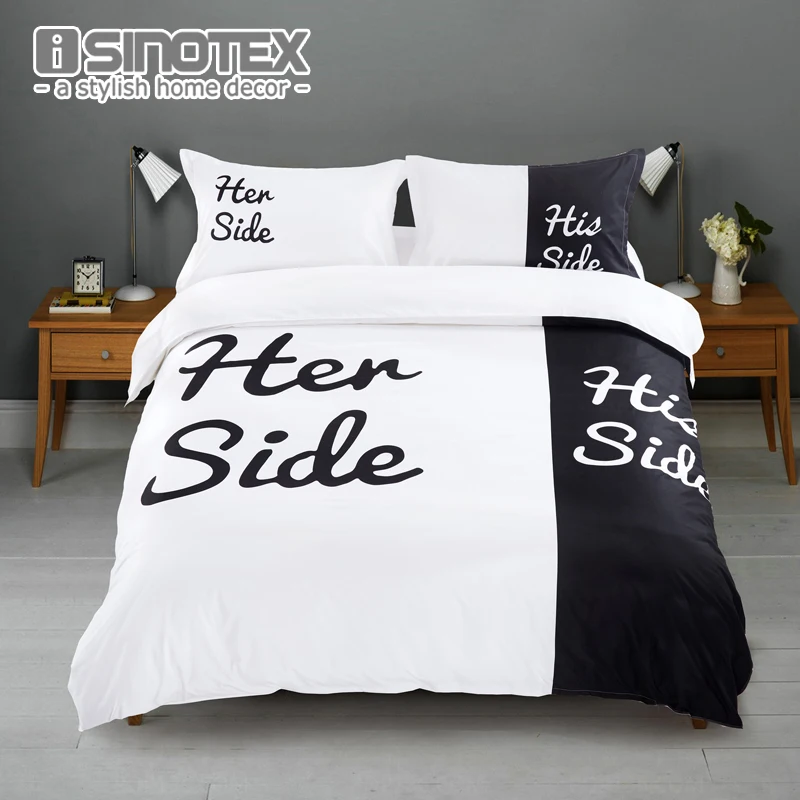 4PCS Bedding Set Duvet Cover His Side&ampHer Side Home Textiles Housse de Couette Bed Linen Sheet Pillow 3D Queen King | Дом и сад