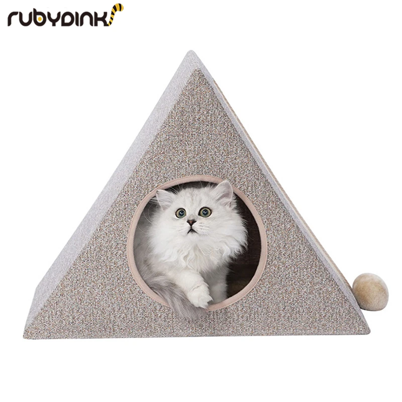

Pet Cat Bed Indoor Kennels House for Cats Kitten Toy Tent Scratch Board Funny Playing House Cozy Cave Nest Mat Pet Cat Products
