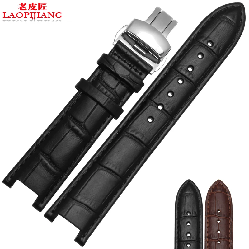 

Laopijiang 20mm x 11mm 22mm x 13mm black brown quality genuine leather strap adapter pasha hook band for men and women watchband