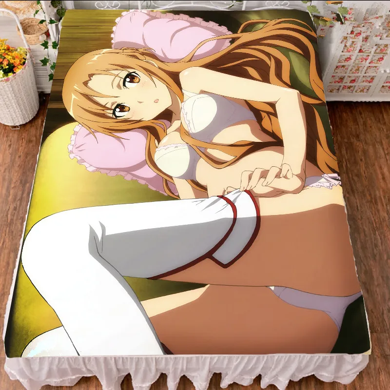 150x200 см аниме Sword Art Online SAO сексуальная девушка персонаж Yuuki Asuna Простыня из молочного волокна и фланелевое одеяло летнее одеяло