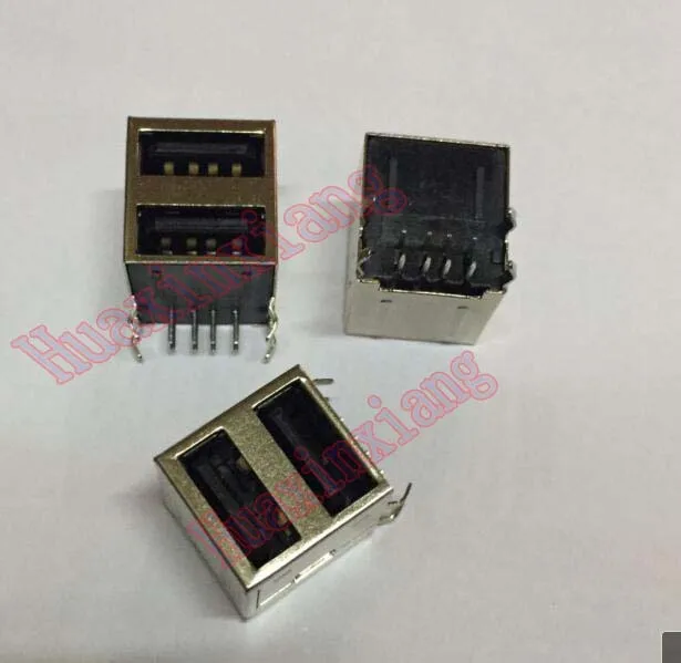 

20PCS/Lot Double USB-A USB Female Jack/Socket Connector All-Inclusive 90 Degree
