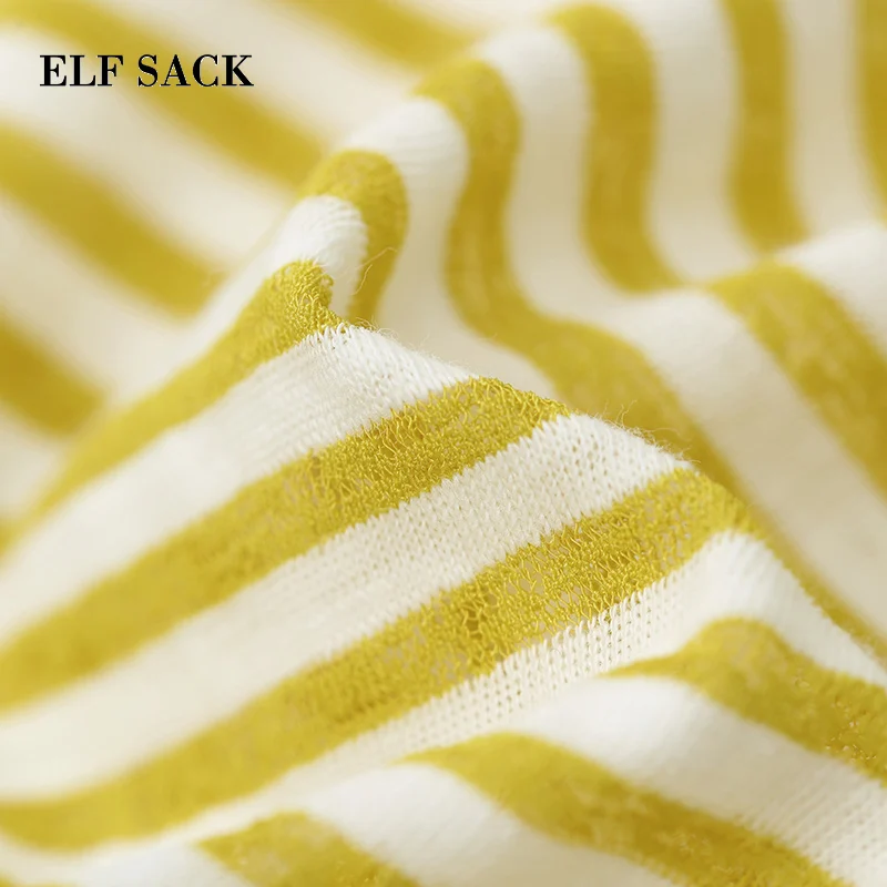 ELFSACK/Хлопковые повседневные женские футболки свободные с v образным вырезом