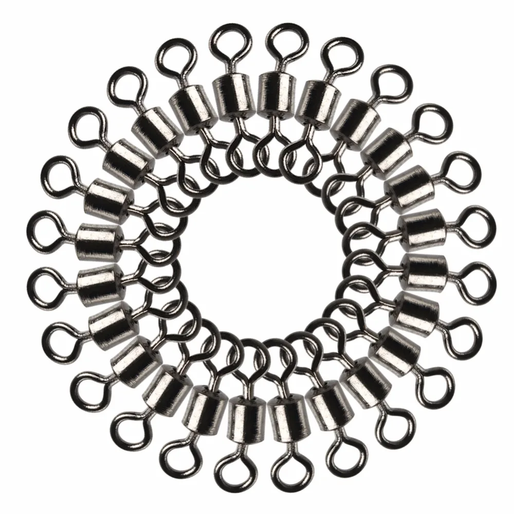 

New Hot 100PCS Fishing Barrel Bearing Rolling Swivel Solid Ring LB Lures Connector 7 Size