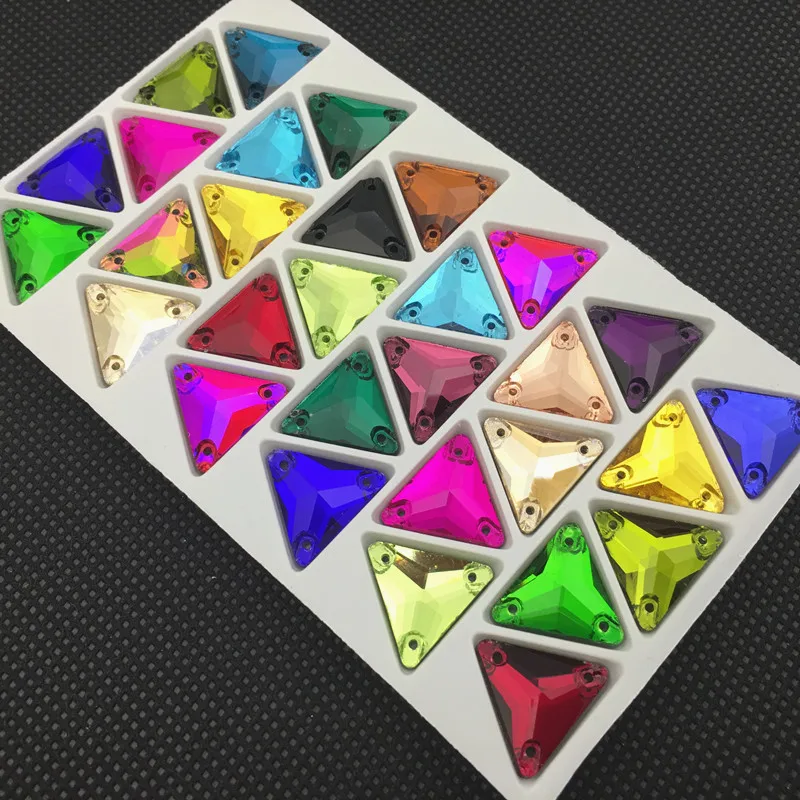 

12mm 16mm 22mm Triangle Flatback Sewing Rhinestone Mix Colors Glass Crystal Sew-on Stone For costume Dress Clothes Crafts