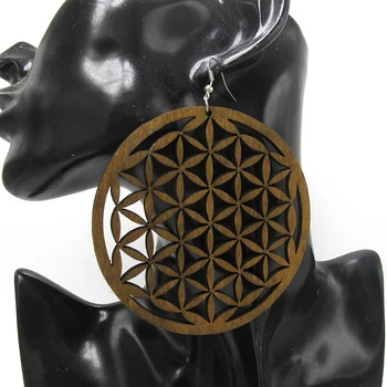 3 inch Big Size Africa Shape Wood Drop Earrings