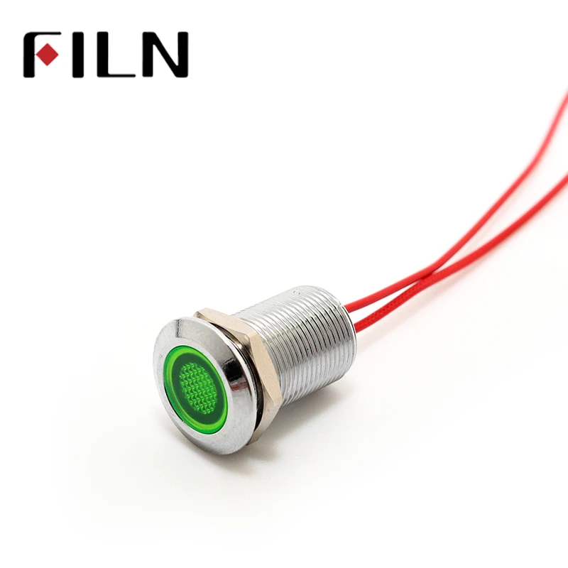 

12mm LED Metal pilot Indicator Light Signal led 6V 12V 24V 110V 220V Red Yellow Blue Green White led with 20cm cable