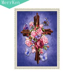 Merrken5d DIY картина, вышитая бисером роза Cross Diamond вышивка Алмазная мозаика Home Decor Draw 30*40 см