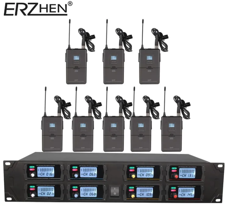 Портативный микрофон беспроводной системы для продажи UHF8 канальный нагрудный конденсатор для церкви гарнитура караоке микрофоны студия 8000G2 певцы - Цвет: 4 lapel