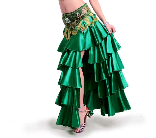 Горячая Распродажа,, высокое качество, новые юбки для танца живота, юбка для танца живота, костюм, платье для тренировок или выступлений-6018 - Цвет: deep green