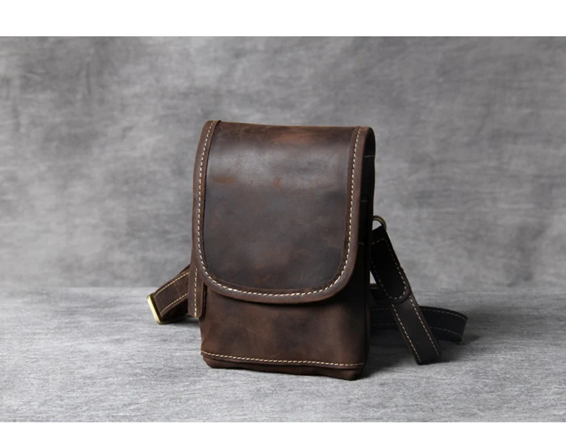 AETOO, мини-сумка mad Horse, кожаная, на плечо, косая, маленькая сумка для переноски, Мужская нагрудная сумка, оригинальная, Воловья кожа, сумка для мобильного телефона, пояс