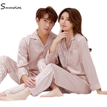 

Smmoloa Satin Silk Pajama Sets Couple Sleepwear Family Pijama