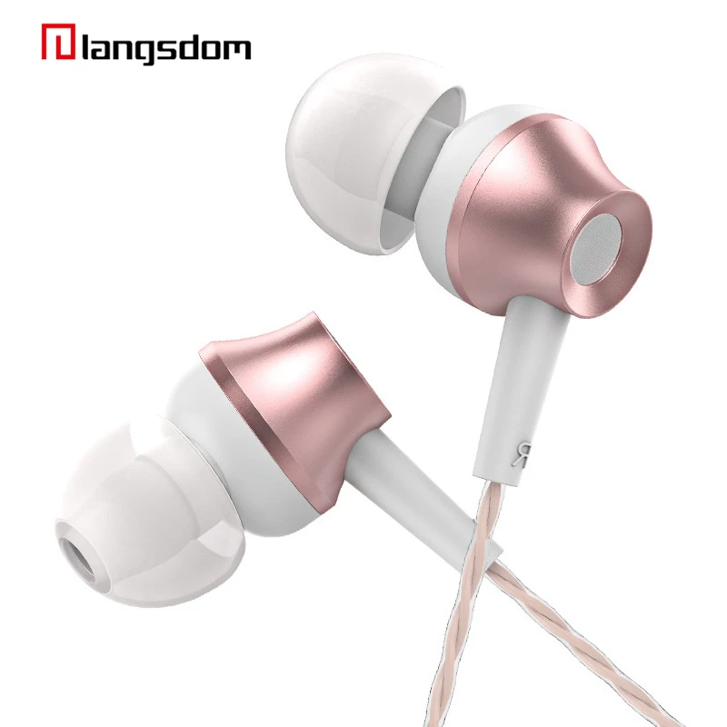 Langsdom M299 3,5 мм, металлические наушники-вкладыши, розовое золото, вкладыши с микрофоном, чистый звук, сильный бас,, высокое качество для Xiaomi