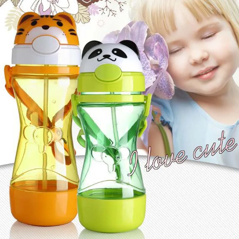 

450ML School Outdoor Sports Boys Girls Cute Gift Water Bottle Drinking With Straw Cup Portable Juice Student Kids Cartoon