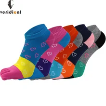 VERIDICAL модные женские туфли Носки с пальцами красочные милые «Five Finger», «Носки хлопковые летние босоножки по щиколотку; no show Носки 5 пар/лот