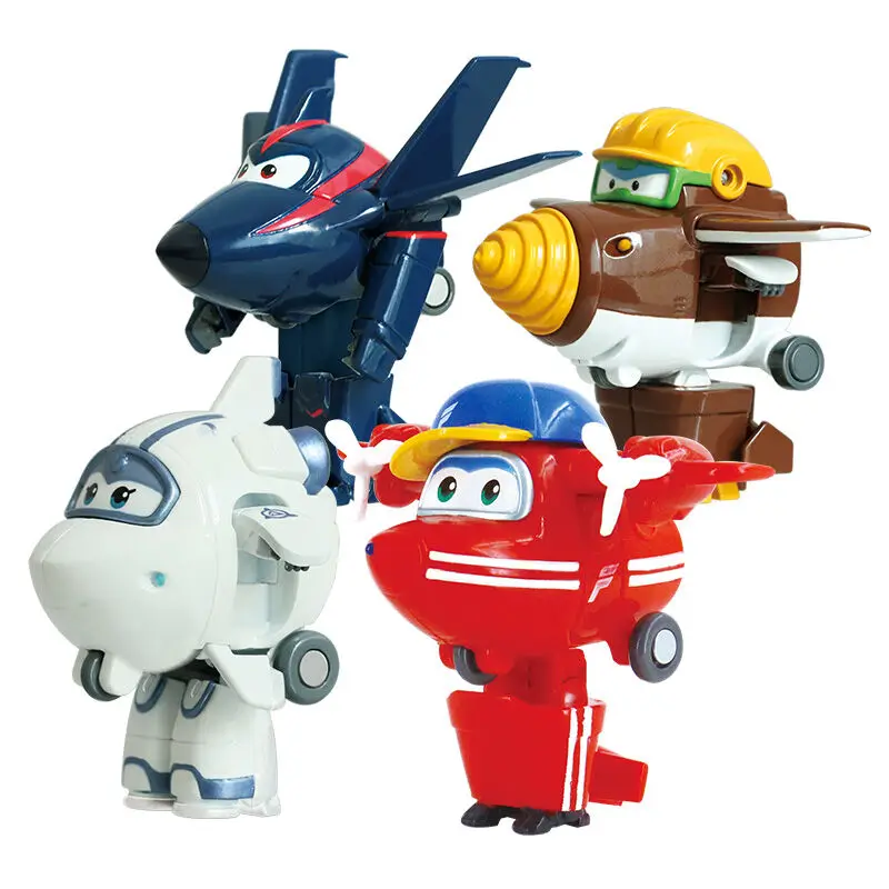 

New 4pcs/set Super Wings Deformation Mini Airplane ABS Robot toy Action Figures Super Wing Transformation toys for children gift