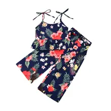 Новые летние короткие топики с открытыми плечами для маленьких девочек+ штаны, повседневная одежда, США