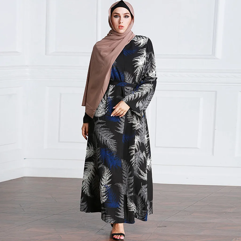 Fashion Printing Muslim Dress Women 2019 Dubai Abaya Black Islamic Clothing Long Sleeve Emboridery Muslim Abaya Kaftan Dress new - Image 3